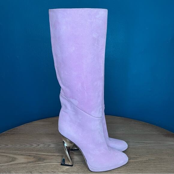 Brandon Maxwell Suede Structural Mirror Heel Knee High Boots Women’s Size 40/10 - Picture 2 of 11